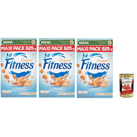 Nestle Nestlé Fitness Original italienisch Integrali, Cerealien Vollkorn Weizen und Haferflocken 3x 625g italienisch inkl. Italian Gourmet Polpa 400g
