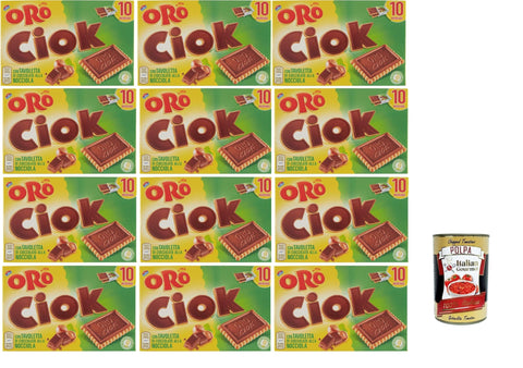Italian Gourmet E.R. Snack Kuchen & Backwaren Oro Ciok Biscotto Nocciola , Keks mit Milchschokoladentafel, einfacher und köstlicher Snack, natürliche Faserquelle, 12x 200 g + Italian Gourmet polpa 400g 8032804040014