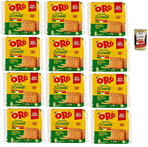 Italian Gourmet E.R. Snack Kuchen & Backwaren Oro Saiwa 5 Cereali, Vollkreidekekse mit Weizen, Reis, Gerste, Hafer und Roggen, Magnesiumquelle und voller Ballaststoffe, 100% italienischer Weizen, 12x 420 g + Italian Gourmet polpa 400g 8032804040014