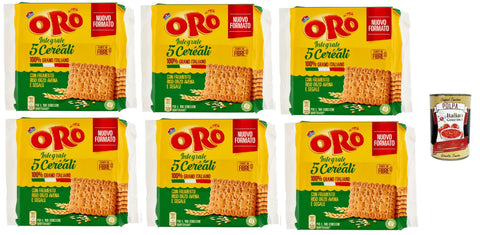 Italian Gourmet E.R. Snack Kuchen & Backwaren Oro Saiwa 5 Cereali, Vollkreidekekse mit Weizen, Reis, Gerste, Hafer und Roggen, Magnesiumquelle und voller Ballaststoffe, 100% italienischer Weizen, 6x 420 g + Italian Gourmet polpa 400g 8032804040014