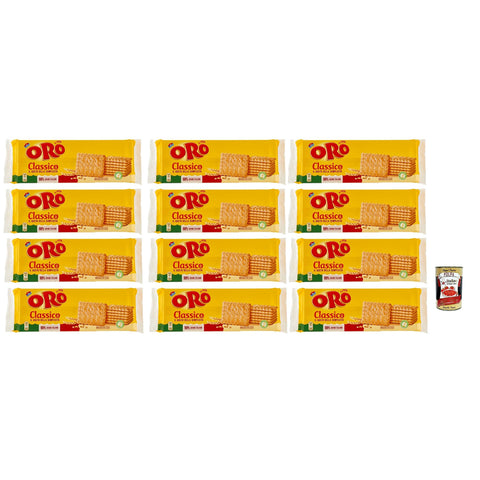 ORO SAIWA Biscotti Classici, Italienische klassische Kekse zum Frühstück, 100% italienischer Weizen, 12x 500 g Original italienisch inkl. Italian Gourmet Polpa 400g