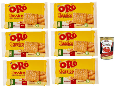 Italian Gourmet E.R. Snack Kuchen & Backwaren Oro Saiwa Biscotti Classici, Italienische klassische Kekse zum Frühstück, 100% italienischer Weizen, 6x 250 g + italian Gourmet polpa 400g 8032804040014