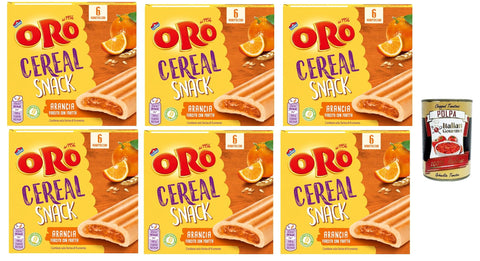 Italian Gourmet E.R. Snack Kuchen & Backwaren Oro Saiwa, Cereal Snack Arancia, Weiche Müsli -Kekse mit Orangenfüllung, Faserquelle und Magnesium, 6x 162G + Italian Gourmet polpa 400g 8032804040014