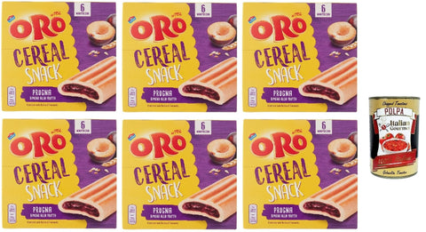 Italian Gourmet E.R. Snack Kuchen & Backwaren Oro Saiwa, Cereal Snack Prugna, Weiche Müsli -Kekse mit Pflaumenfüllung, Faserquelle und Magnesium, 6x 162G + Italian Gourmet polpa 400g 8032804040014