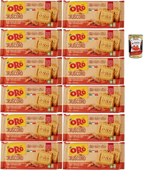 Italian Gourmet E.R. Snack Kuchen & Backwaren Oro Saiwa Cruscoro, kekse Kurzkurzbread mit rohem Rohrzucker und einem Tropfen Honig, 12x 400 g, cookies biscuits + Italian Gourmet polpa 400g 8032804040014
