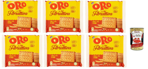 Italian Gourmet E.R. Snack Kuchen & Backwaren Oro Saiwa Fibrattiva, Frühstückskekse, Kekse mit Vollkornmehl, Biscuits mit 14% Ballaststoffen, 6x 400g + Italian Gourmet polpa 400g 8032804040014