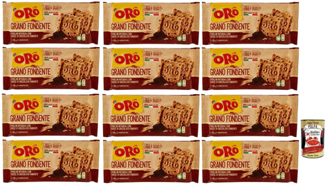 Italian Gourmet E.R. Snack Kuchen & Backwaren Oro Saiwa Grano Fondente, Vollkreidekekse mit dunklen Schokoladenchips, Ballaststoffe mit Vollkornmehl, 100% italienischer Weizen, 12x 300 g (6 Einzelpotten von 50 g) + Italian Gourmet polpa 400g 8032804040014