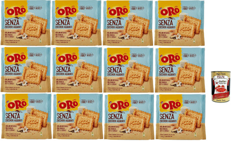 Italian Gourmet E.R. Snack Kuchen & Backwaren Oro Saiwa senza Zuccheri Aggiunti, Kekse ohne Zuckerzusatz, Vollkebekekuiten mit Vanille, Milch und Getreide, Faserquelle mit Vollkornmehl, 12x 300g, biscuits cookies + Italian Gourmet polpa 400g 8032804040014