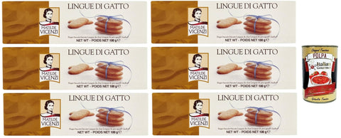 Italian Gourmet E.R. Snack Kuchen & Backwaren Pasticceria Matilde Vicenzi Lingue di gatto riegel Butterplätzchen cookies kekse italien snack 6x 100g + Itlaian Gourmet polpa 400g 8032804040014