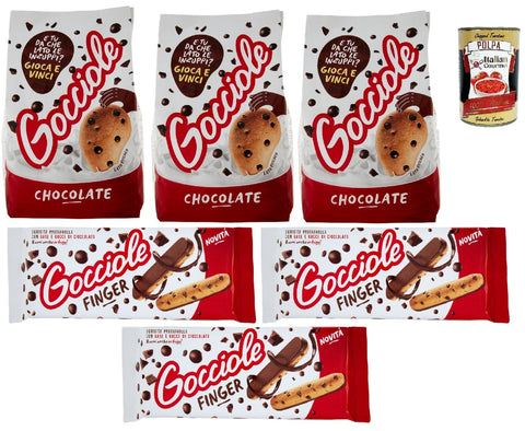 Italian Gourmet E.R. Snack Kuchen & Backwaren Pavesi Biscotti Frollini Gocciole Cioccolato Testpalet, 3x Kekse 500g + 3x Gocciole Finger, Kekse mit Schokolade bedeckt 3x 120g + Italian Gourmet polpa 400g 8032804040014