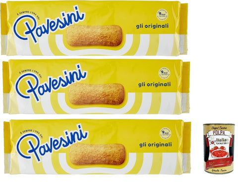 Italian Gourmet E.R. Snack Kuchen & Backwaren Pavesi Pavesini Classici, Biscotto Leggero per Colazione o Merenda, Leichter Keks zum Frühstück oder Snack, biscuits cookies, 3x 200 g + Italian Gourmet polpa 400g 8032804040014