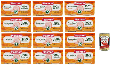 Italian Gourmet E.R. Snack Kuchen & Backwaren Plasmon Carne Prosciutto e cereale 12x (2x80g) Mit italienischem Fleisch, 100% natürlich, ohne Stärken und Räume hinzugefügt + Italian Gourmet polpa 400g 8032804040014