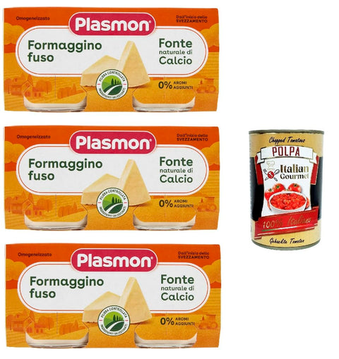 Italian Gourmet E.R. Snack Kuchen & Backwaren Plasmon Formaggino fuso 3x (2x80g) Mit italienischem Milch, 100% natürlich, ohne Räume hinzugefügt + Italian Gourmet polpa 400g 8032804040014
