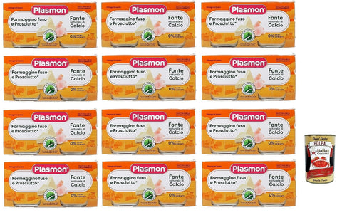 Italian Gourmet E.R. Snack Kuchen & Backwaren Plasmon Formaggino fuso e prosciutto 12x (2x80g) Mit italienischem Milch, 100% natürlich, ohne Räume hinzugefügt + Italian Gourmet polpa 400g 8032804040014