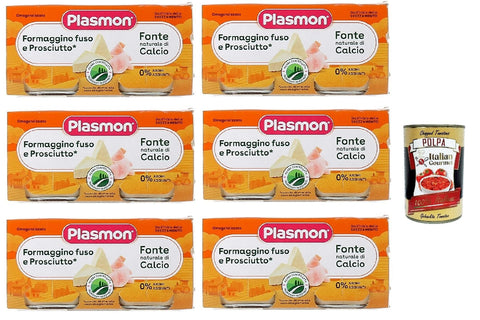 Italian Gourmet E.R. Snack Kuchen & Backwaren Plasmon Formaggino fuso e prosciutto 6x (2x80g) Mit italienischem Milch, 100% natürlich, ohne Räume hinzugefügt + Italian Gourmet polpa 400g 8032804040014
