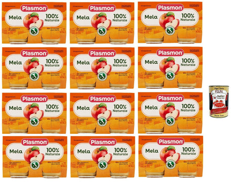 Italian Gourmet E.R. Snack Kuchen & Backwaren Plasmon Frutta Mela 12x (2x104g) Nur mit italienischen Äpfeln, 100% natürlich, mit Zugabe von Vitamin C + Italian Gourmet polpa 400g 8032804040014