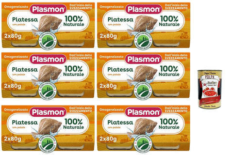 Italian Gourmet E.R. Snack Kuchen & Backwaren Plasmon Pesce Platessa con Patate, 6x (2x 80g) , Mit ausgewählten Zutaten, 100% natürlich, Ohne Stärken und Salz hinzugefügt + Italian Gourmet polpa 400g 8032804040014