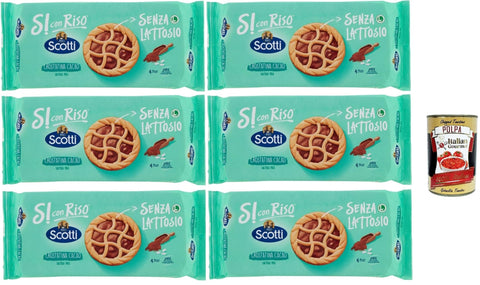 Italian Gourmet E.R. Snack Kuchen & Backwaren Riso Scotti Si con Riso, Crostatina Cacao, Kuchen Kekse mit laktosefreier Schokoladencreme, ideal zum Frühstück, ohne Palmöl, ohne Milchproteine, 6x 144 gr + Italian Gourmet polpa 400g 8032804040014