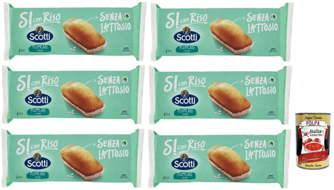 Italian Gourmet E.R. Snack Kuchen & Backwaren Riso Scotti, Si con Riso - Plumcake con Riso, Plumcake mit Reis, Kuchen Laktose -freie Süße Snacks, Palmöl ohne, 6x 190g + Italian Gourmet polpa 400g 8032804040014