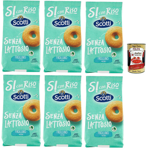 Si con Riso - Frollino con Riso - Laktose - freie und palmenfreie Kekse, Lactose - free biscuits 6x 350 g inkl. Italian Gourmet polpa 400g Original italienisch