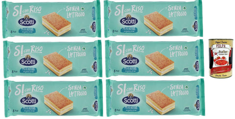 Italian Gourmet E.R. Snack Kuchen & Backwaren Si con Riso - Merendine con Farina di Riso - kuchen Snacks mit Reismehl, Laktose -freie Süße Snacks, Palmöl ohne, 6x 200g + Italian Gourmet polpa 400g 8032804040014