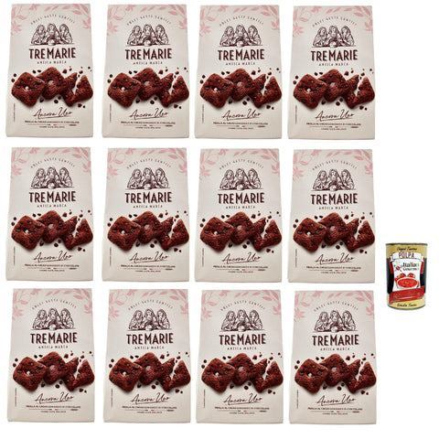 Tre Marie Ancora Uno Frolla al Cacao con Gocce di Cioccolato Kekse Kakao Kekse mit Tropfen aus Dunkler Schokolade Biscuits 12x 315g Packung Original italienisch inkl. Italian Gourmet Polpa 400g