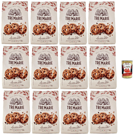 Italian Gourmet E.R. Snack Kuchen & Backwaren Tre Marie Ancora Uno Frolla con Gocce di Cioccolato in pezzi, Kekse Kakao Kekse mit Tropfen Schokolade Biscuits 12x 360g Packung + italian Gourmet polpa 400g 8032804040014