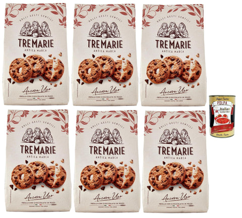 Italian Gourmet E.R. Snack Kuchen & Backwaren Tre Marie Ancora Uno Frolla con Gocce di Cioccolato in pezzi, Kekse Kakao Kekse mit Tropfen Schokolade Biscuits 6x 360g Packung + italian Gourmet polpa 400g 8032804040014