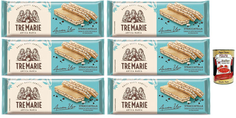 Italian Gourmet E.R. Snack Kuchen & Backwaren Tre Marie Ancora Uno Wafer Stracciatella Waffeln gefüllt mit Milchschokolade Creme und Schokoladenstücke 6x 140g + Italian Gourmet polpa 400g 8032804040014