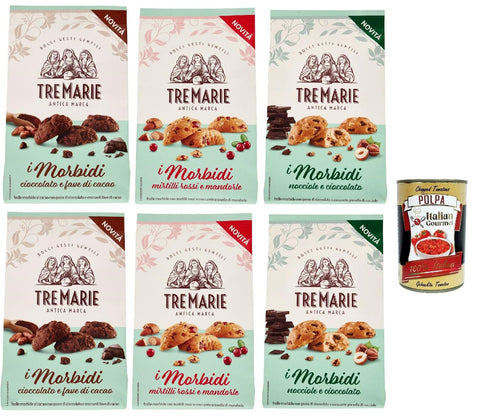 Italian Gourmet E.R. Snack Kuchen & Backwaren Tre marie biscotti, i morbidi Testpaket, Schokolade und Kakaobohnen biscuits Kekse 6x 300 g + Italian Gourmet polpa 400g 8032804040014