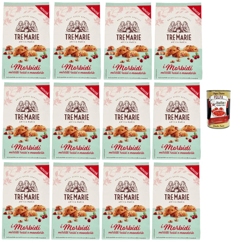 Italian Gourmet E.R. Snack Kuchen & Backwaren Tre marie i morbidi, biscotti con mirtilli rossi e mandorle, rote Beere und Mandel biscuits Kekse 12x 300 g + Italian Gourmet polpa 400g 8032804040014