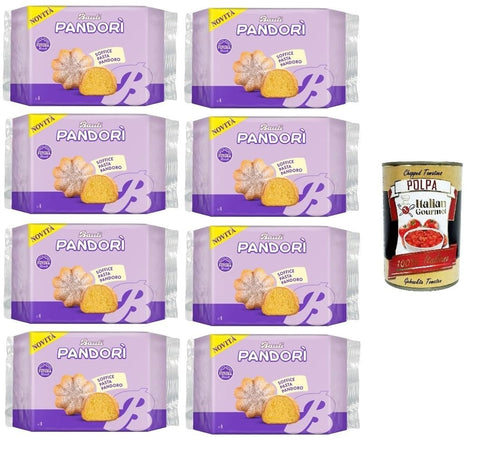 Italian Gourmet E.R. Snack Kuchen Bauli Pandori' al Latte,Pandori' mit Milch weiche Pasta Pandoro, Spezialität des italienischen Gebäcks, traditionelle Pandoro-Art 8x 178gr + Italian Gourmet polpa 400g 8032804040014