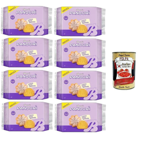 Bauli Pandori' al Latte,Pandori' mit Milch weiche Pasta Pandoro, Spezialität des italienischen Gebäcks, traditionelle Pandoro-Art 8x 178gr Original italienisch inkl. Italian Gourmet Polpa 400g