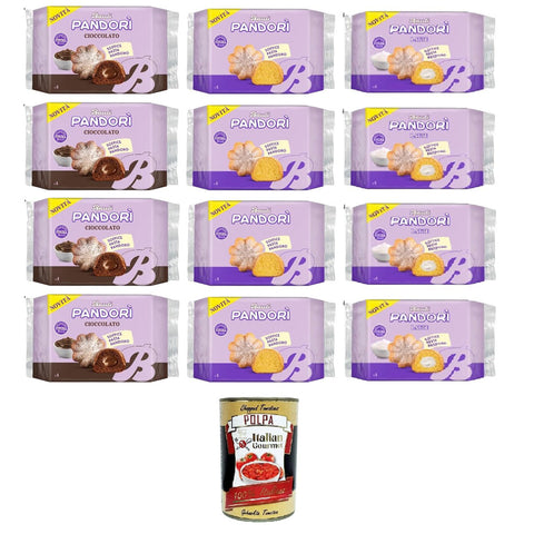 Bauli Testpaket Pandori' Classico,Cioccolato,Latte -Classic, Schokolade, weiches Milch-Pandoro-Gebäck,Spezialität des italienischen Gebäcks 4x150gr 8x178gr Original italienisch inkl. Italian Gourmet Polpa 400g