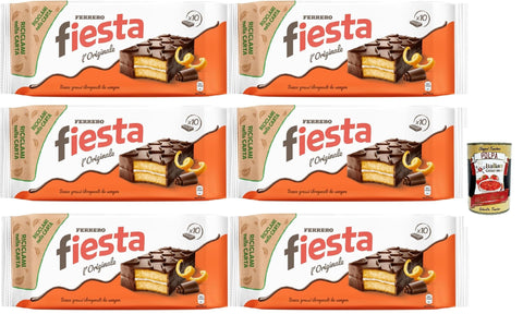 Fiesta 10 Snacks Schwammkuchen mit Schokolade, zartem orangefarbenem Geschmack, ausgezeichnet für Frühstück und Snack, 6x 360g Original italienisch inkl. Italian Gourmet Polpa 400g