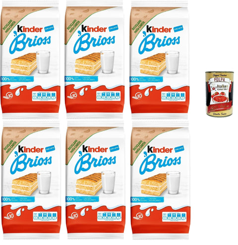 Italian Gourmet E.R. Snack Kuchen Kinder Brioss - 10 Snacks Schwammkuchen, natürlich zu 100% italienischer Milchfüllung, ausgezeichnet zum Frühstück und Snack, 6x 270 + Italian Gourmet polpa 400g 8032804040014