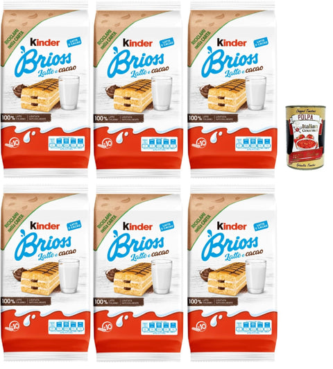 Italian Gourmet E.R. Snack Kuchen Kinder Brioss Latte e cacao, 10 Snacks Schwammkuchen, natürlich mit Doppelmilch und Kakaofüllung, hervorragend zum Frühstück und Snack, 6x 280g + Italian Gourmet polpa 400g 8032804040014