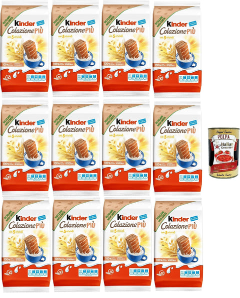 Italian Gourmet E.R. Snack Kuchen Kinder Colazione Più, 10 Snacks aus Vollkorn -Schwammkuchen mit 5 Getreide, mit Malz und Kakaofüllung, ausgezeichnet zum Frühstück und Snack, 12x 290 + Italian Gourmet polpa 400g 8032804040014