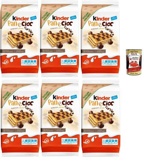 Italian Gourmet E.R. Snack Kuchen Kinder Pan e Cioc, 10 Snacks Schwammkuchen mit knusprigen Schokoladenflocken, ausgezeichnet zum Frühstück und Snack, 6x 290g + Italian Gourmet polpa 400g 8032804040014