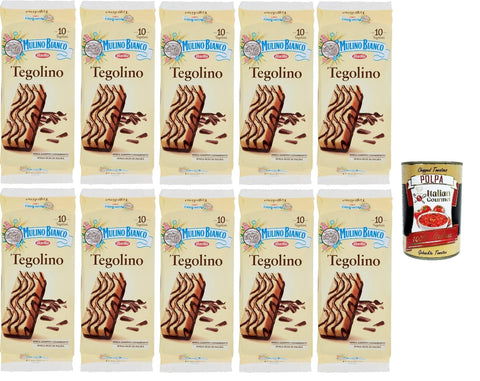 Mulino Bianco Tegolini con Crema al Cacao Magro, Magro Kakao Creme snacl Kuchen 10x 350g inkl. Italian Gourmet polpa 400g Original italienisch