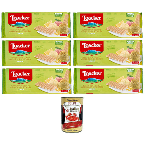 Loacker Zitronenwaffel Schoten für Eis und Sorbet mit Creme auf Basis ätherischer sizilianischer Zitronenöle und 6x150g Original italienisch Snacks