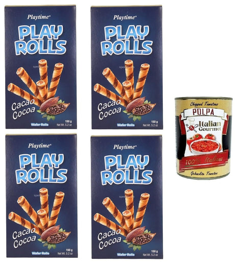 Italian Gourmet E.R. Snacks Playtime- PlayRolls Kakaogeschmack 4x 150gr + Italian Gourmet polpa 400g 8032804040014