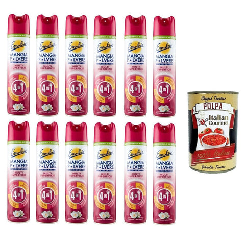 Emulsio Mangia Pulver, das Multi-Surface-Antistatikum 4 in 1, Magnolie und Jasmin, 12x300 ml Original italienisch inkl. Italian Gourmet Polpa 400g