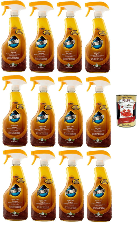 Italian Gourmet E.R. Spezialputzmittel Pronto Trigger Legno. Es verbessert die natürliche Schönheit des Holzes, Duft Aloe Vera, Reinigungsmittel, 12x 500ml + Italian Gourmet polpa 400g 8032804040014