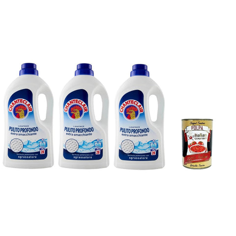 CHANTECLAIR PULITO PROFONDO Flüssigwaschmittel für die Waschmaschine, 28 Waschgänge, 1260 ml 3x Original italienisch inkl. Italian Gourmet Polpa 400g