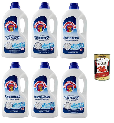 Chante Clair CHANTECLAIR PULITO PROFONDO Flüssigwaschmittel für die Waschmaschine, 28 Waschgänge 6x 1260 ml inkl. Italian Gourmet Polpa 400g Original italienisch