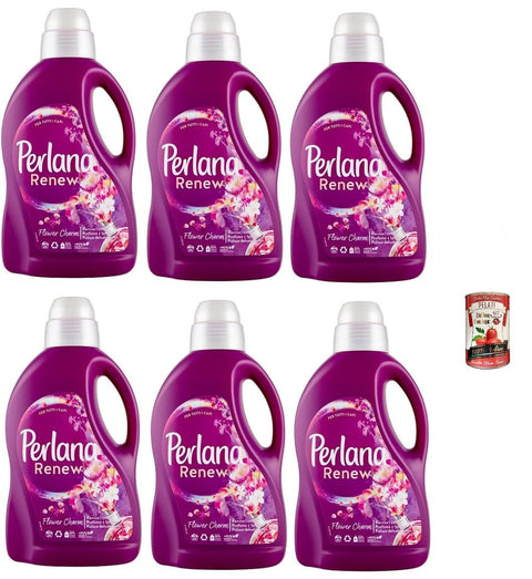 Perlana Renew Flower Charm, Waschmaschinenwaschmittel, erhalten den Glanz Ihrer farbigen und weißen Kleidung 6x Original italienisch inkl. Italian Gourmet Pelati 400g