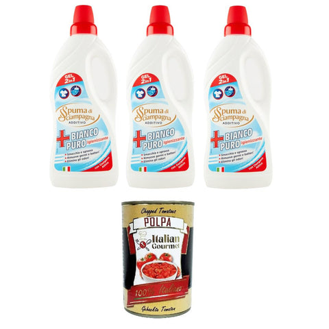 Spuma di Sciampagna Bianco Puro Additivo igienizzante Reinweißer Desinfektionszusatz 3x1l Original italienisch Spezialwaschmittel