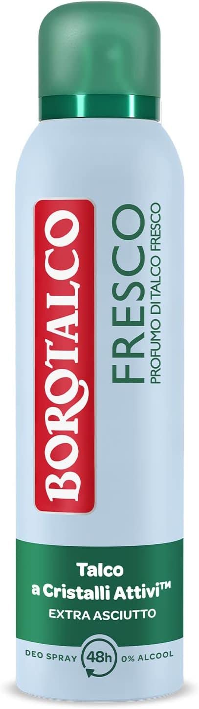 Italian Gourmet E.R. Spray 12x Borotalco Deo Spray Fresco alkoholfrei und mit Active Crystal Talk, Fresh Talk Duft, 48h 150 ml + Italian Gourmet Polpa 400g 8002410045703
