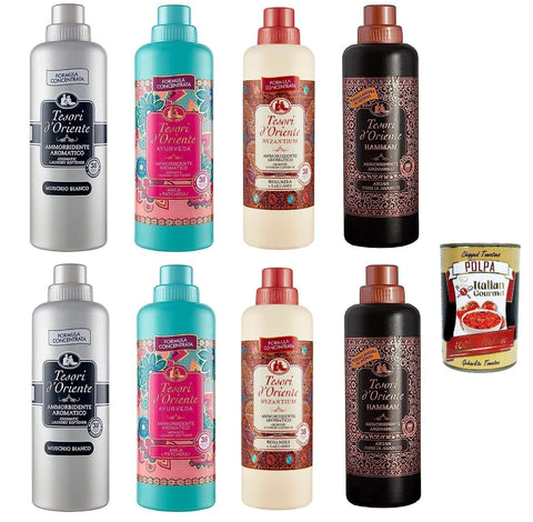 Italian Gourmet E.R. Spray Testpaket Tesori d'oriente weichspüler softener Muschio Bianco byzantium Ayurveda Hammam 8x 750ml + Italian Gourmet polpa 400g 8008970055244
